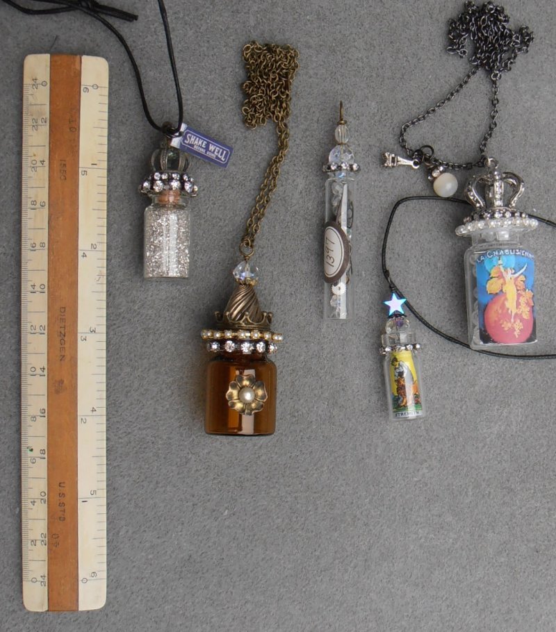 Altered Art Bottle Necklace Class bottles 1
